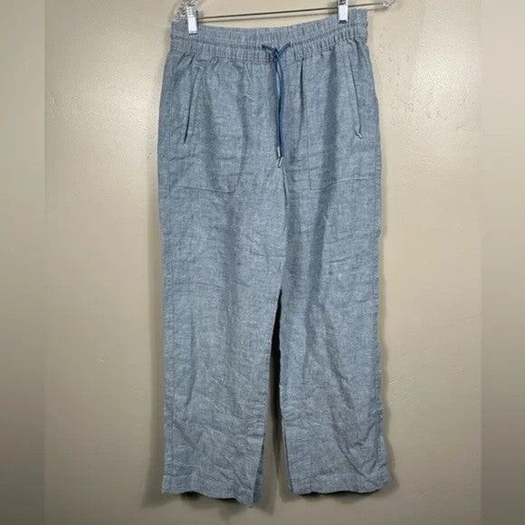 Athleta Retreat Linen Wide Leg Pant Chambray Blue - 8 - Picture 5 of 8